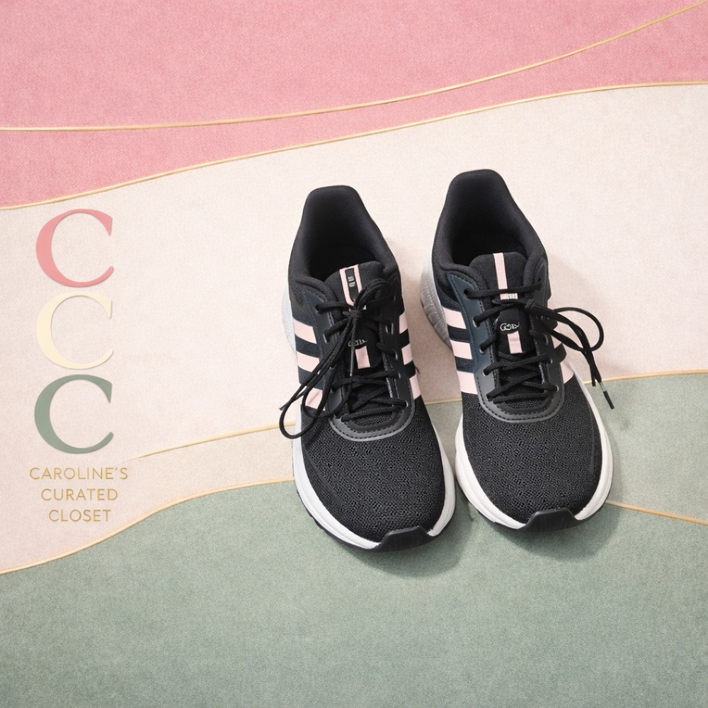 Adidas Cloudfoam Comfort Black Pink Sneakers Sz 7 EUC